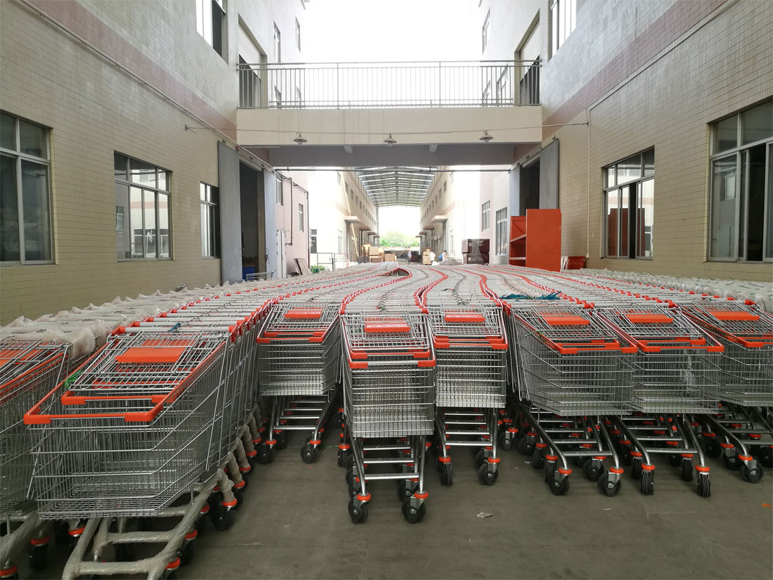 The 9000pcs zinc plated shopping trolley were finished in 40days!